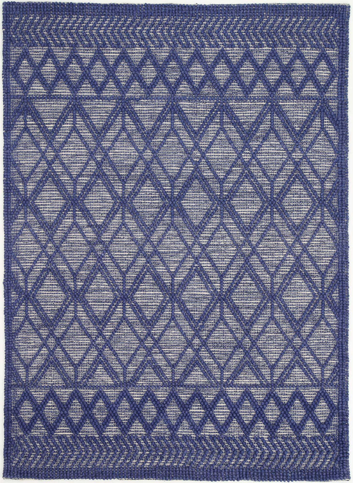 Shoreline Cobblestone Tribal Blue Wool Rug