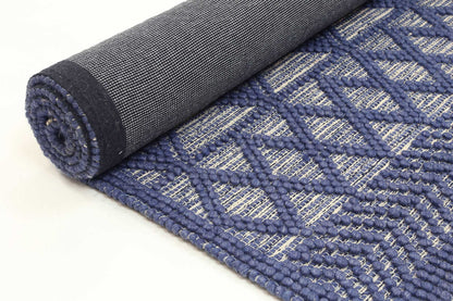 Shoreline Cobblestone Tribal Blue Wool Rug