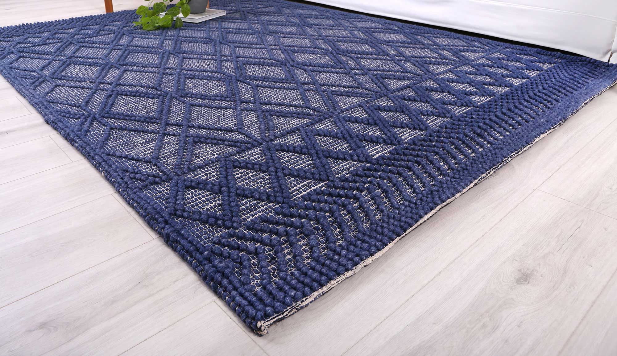 Shoreline Cobblestone Tribal Blue Wool Rug