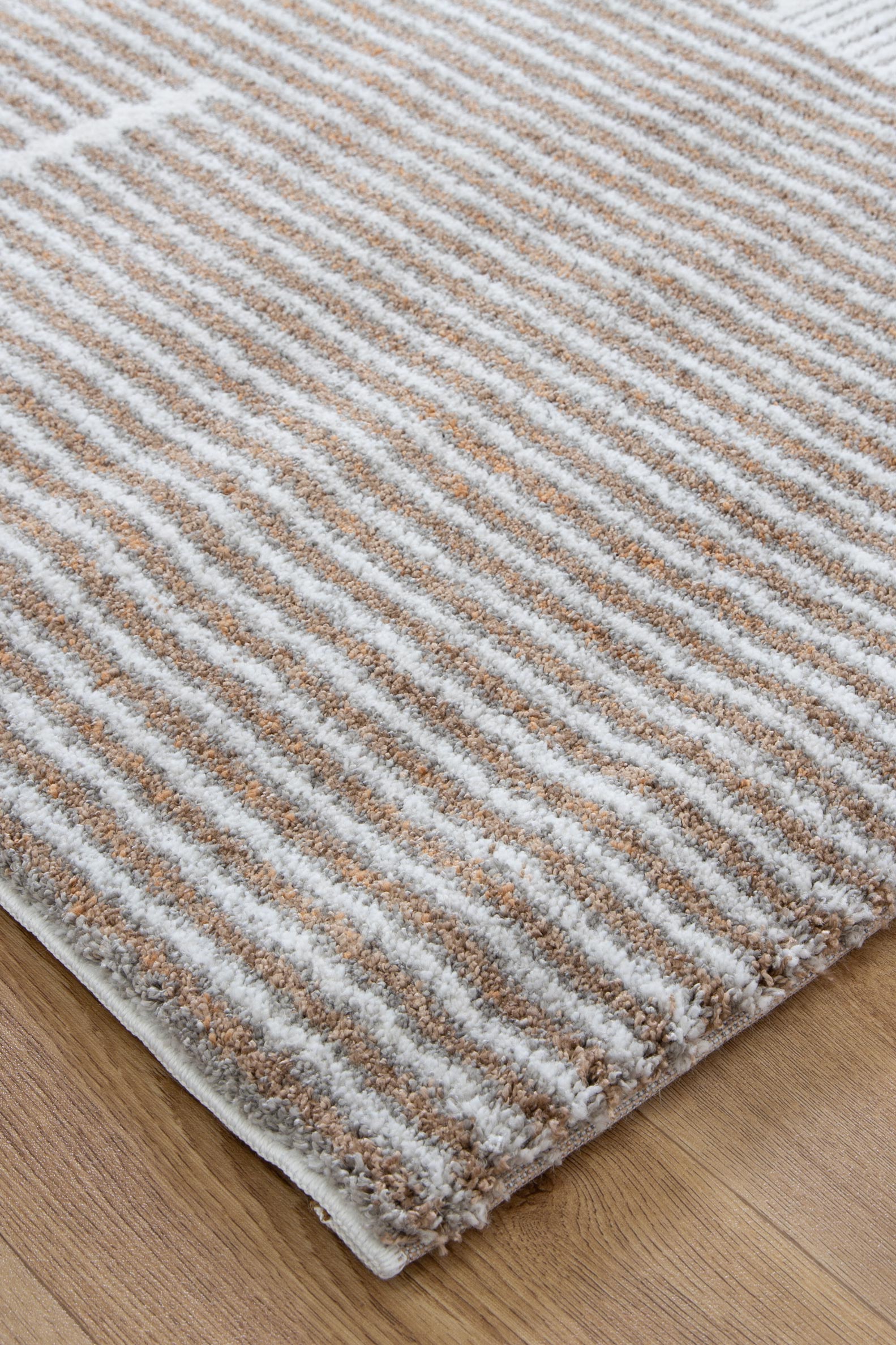 Mosaic Geo Lines Beige Grey Rug - INDU002