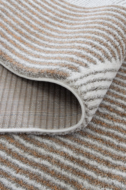 Mosaic Geo Lines Beige Grey Rug - INDU002
