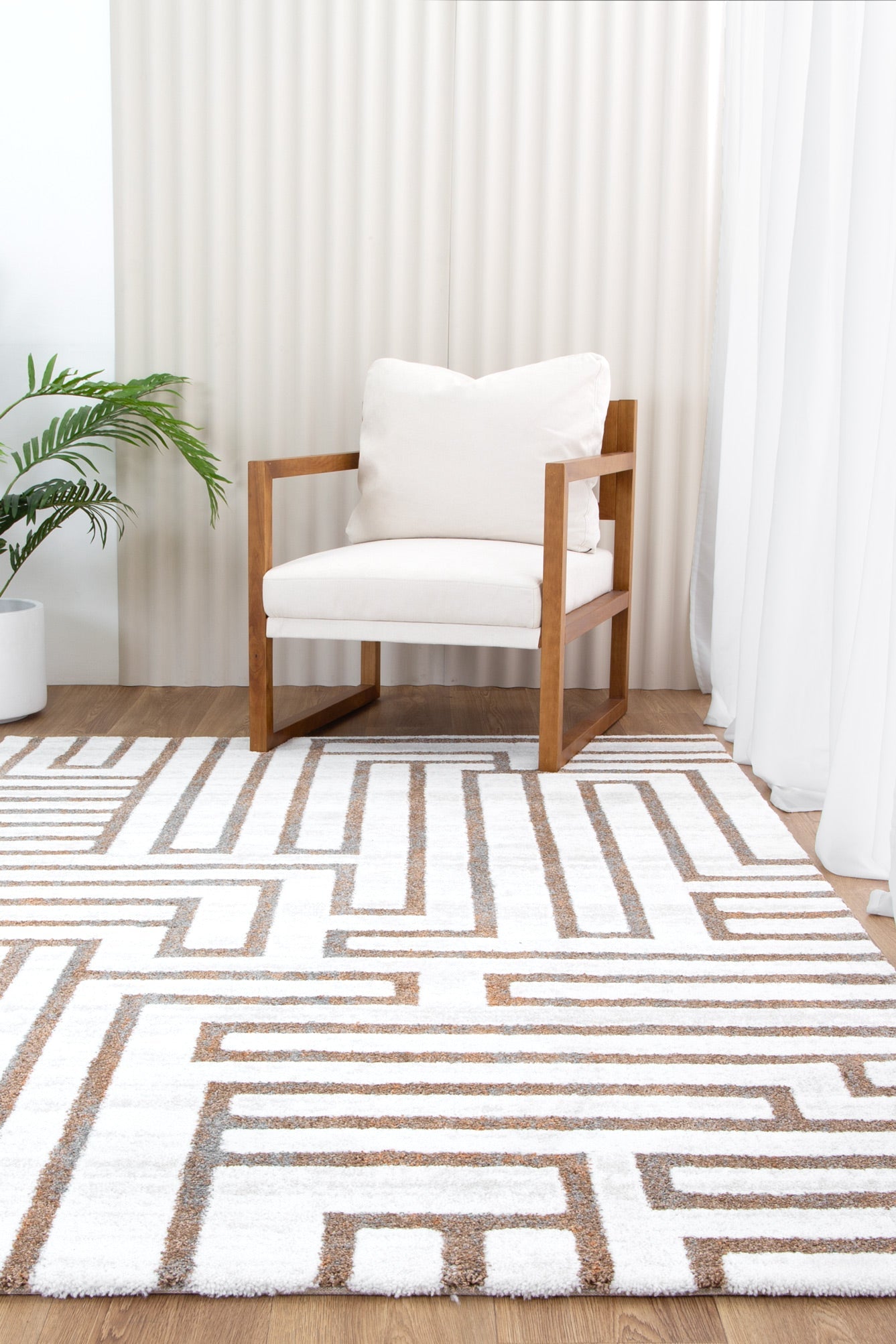 Mosaic Maze Cream Rug - INDU003