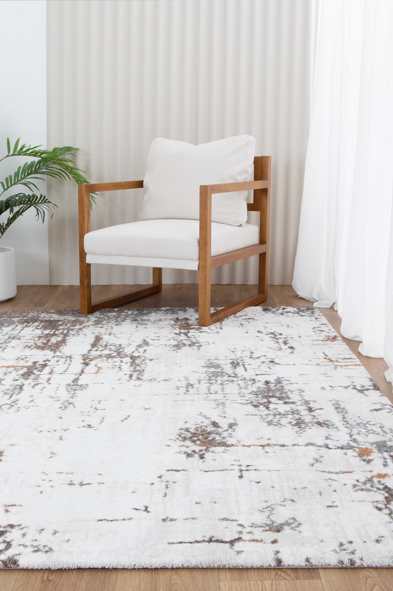Mosaic Abstract Cream Multi Rug - INDU004