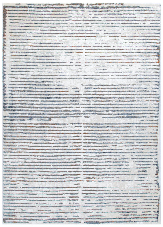 Mosaic Distressed Lines Blue Rug - INDU005