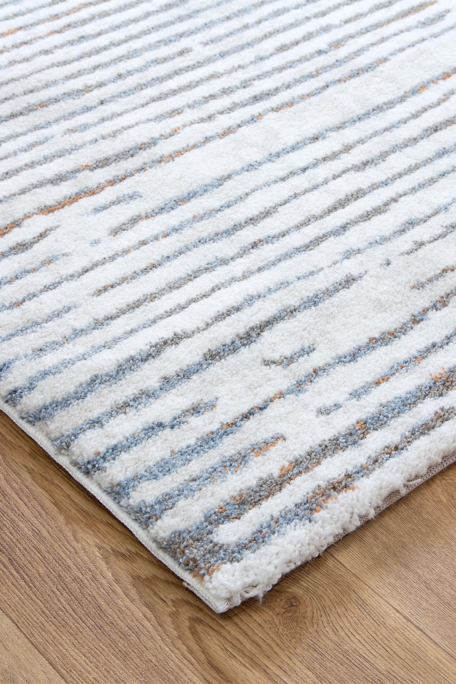Mosaic Distressed Lines Blue Rug - INDU005