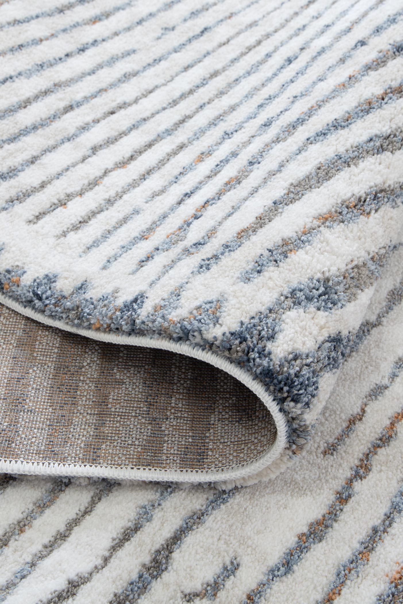 Mosaic Distressed Lines Blue Rug - INDU005