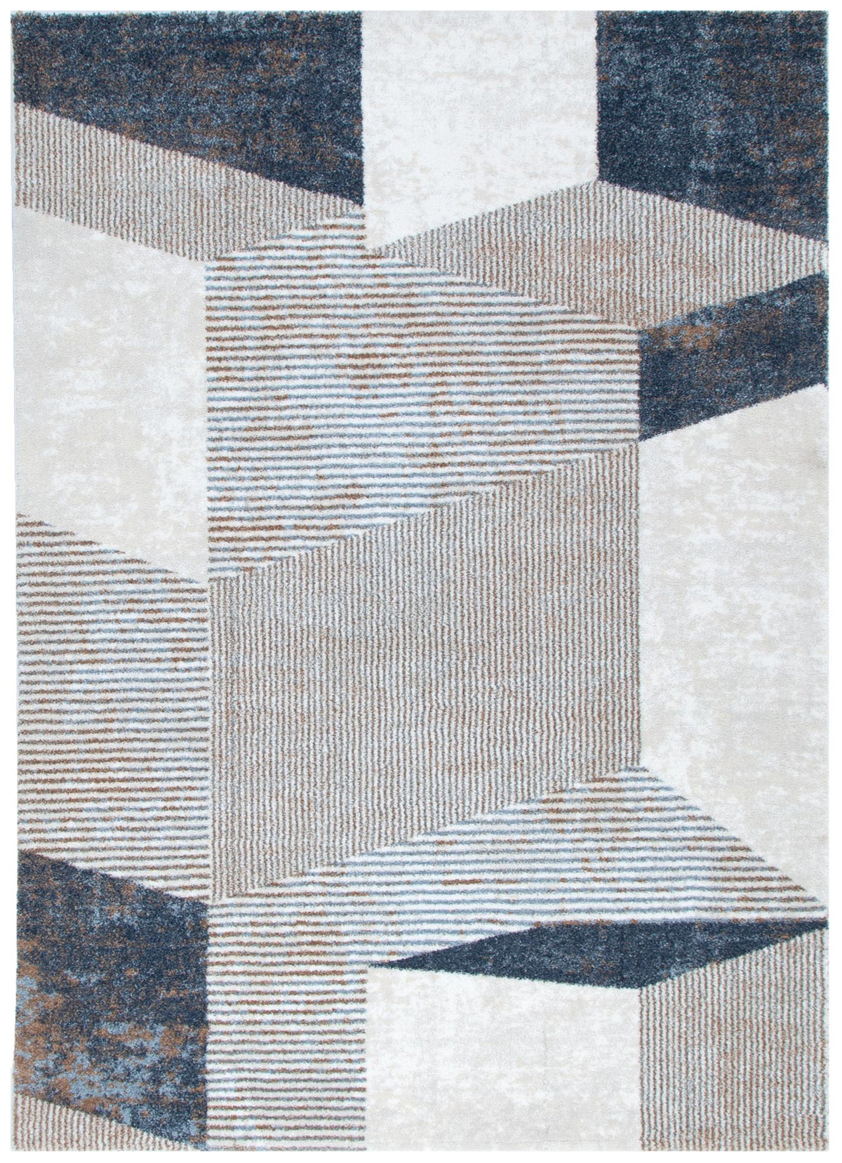 Mosaic Geometric Shapes Blue Multi Rug - INDU006