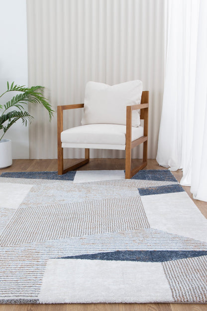 Mosaic Geometric Shapes Blue Multi Rug - INDU006