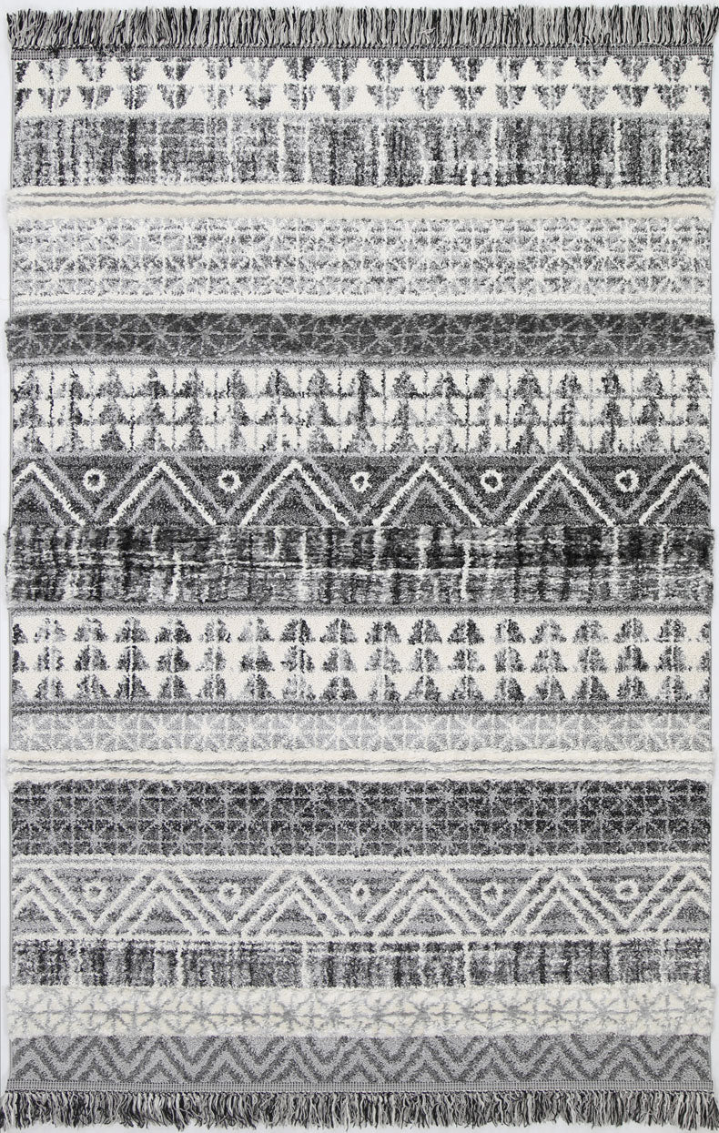 Covea Tribal Lines Cream Anthracite Rug