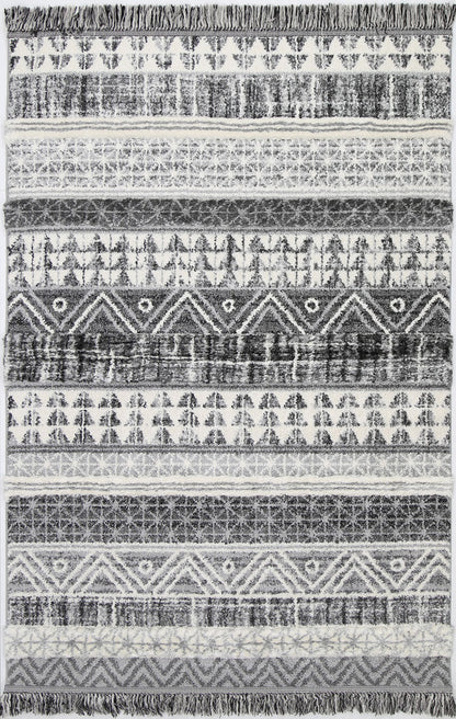 Covea Tribal Lines Cream Anthracite Rug