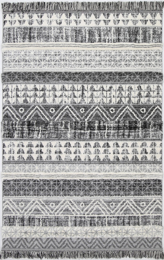 Covea Tribal Lines Cream Anthracite Rug