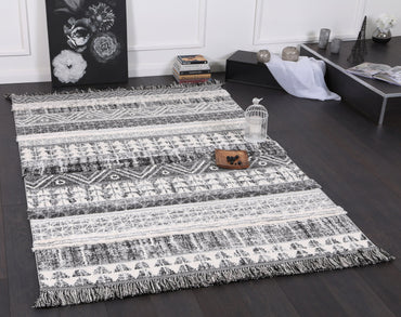 Covea Tribal Lines Cream Anthracite Rug