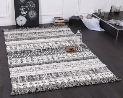 Covea Tribal Lines Cream Anthracite Rug