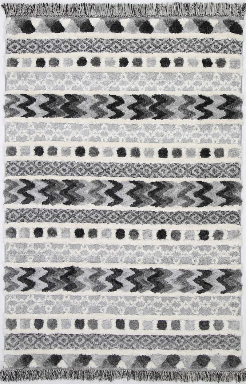 Covea Tribal Carved Cream Anthracite Rug