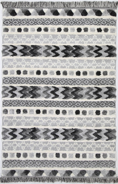 Covea Tribal Carved Cream Anthracite Rug
