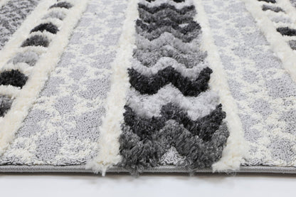 Covea Tribal Carved Cream Anthracite Rug