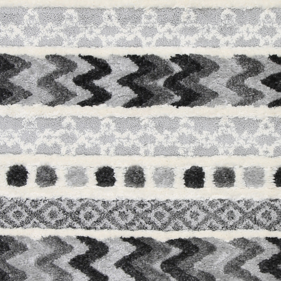 Covea Tribal Carved Cream Anthracite Rug