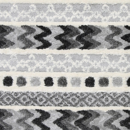 Covea Tribal Carved Cream Anthracite Rug