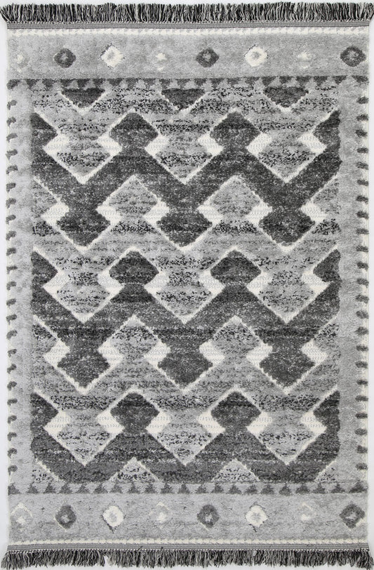 Covea Tribal Carved Lines Cream Anthracite Rug