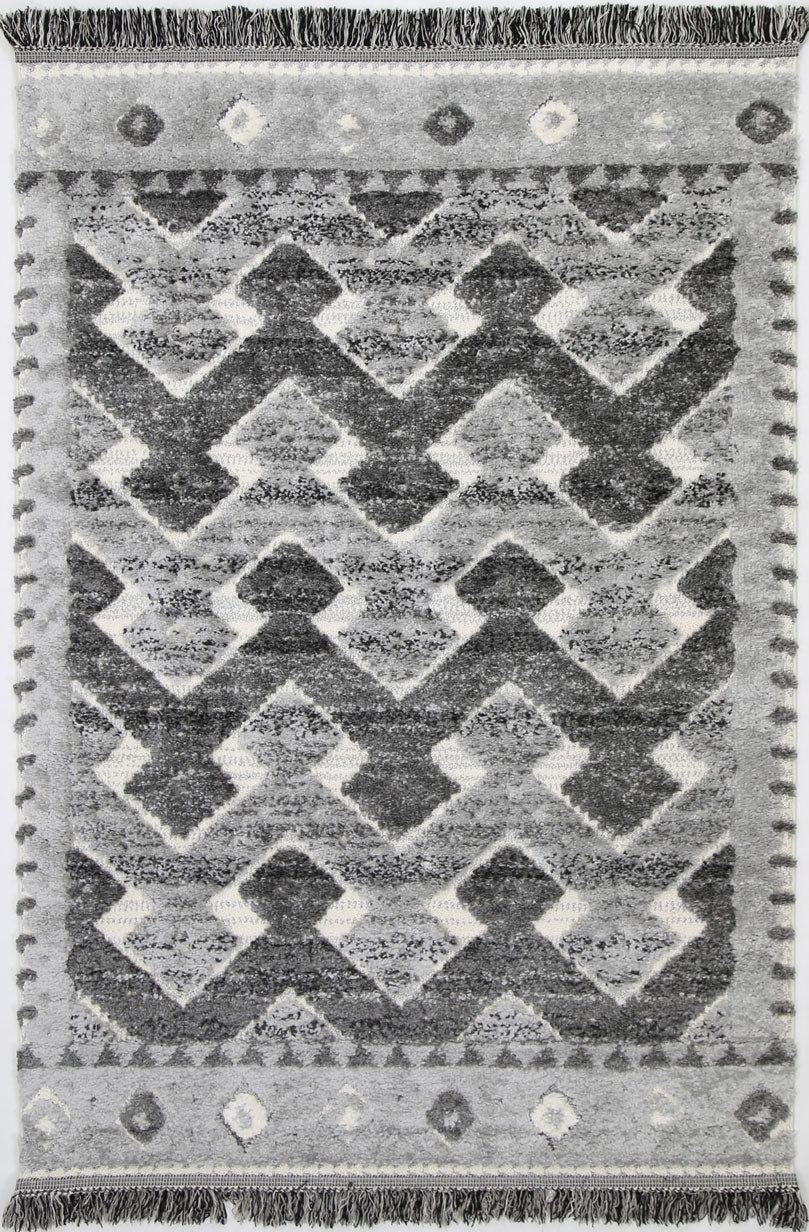 Covea Tribal Carved Lines Cream Anthracite Rug