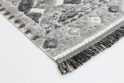 Covea Tribal Carved Lines Cream Anthracite Rug