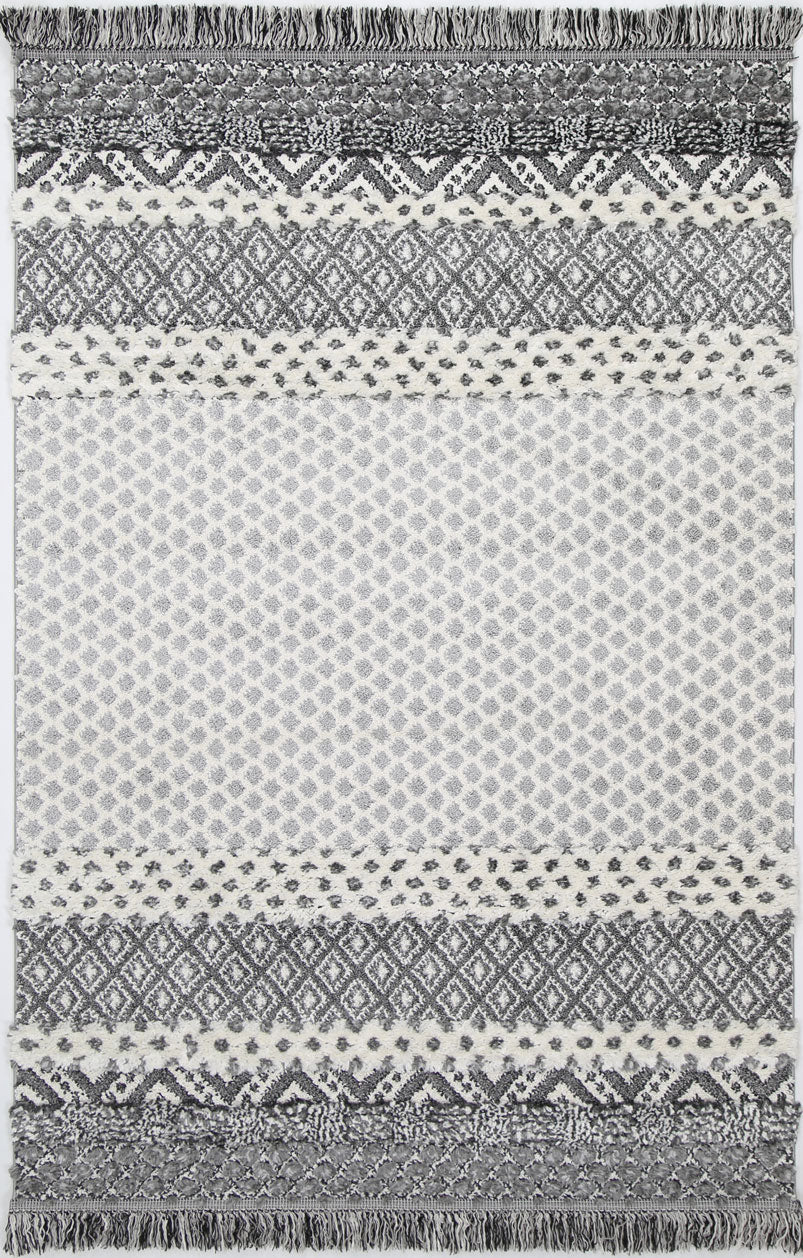 Covea Tribal Edge Cream Anthracite Rug