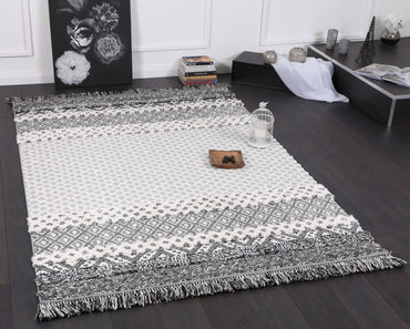 Covea Tribal Edge Cream Anthracite Rug