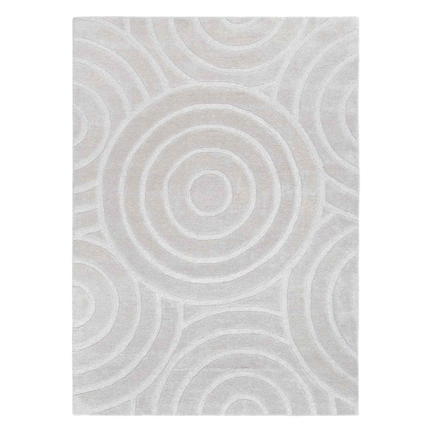 Frayla Ellipse Light Grey Wool Rug