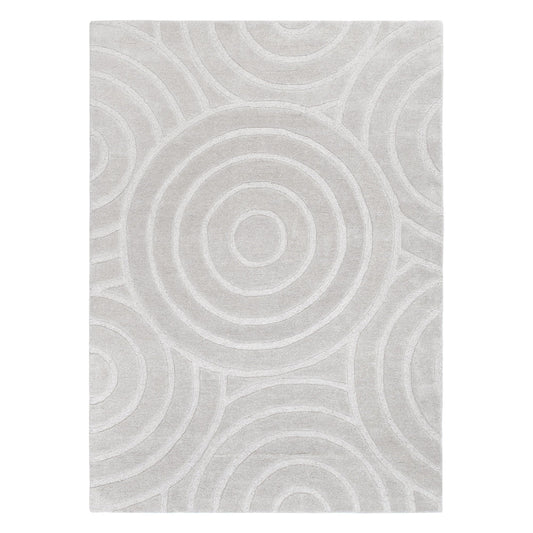 Frayla Ellipse Light Grey Wool Rug