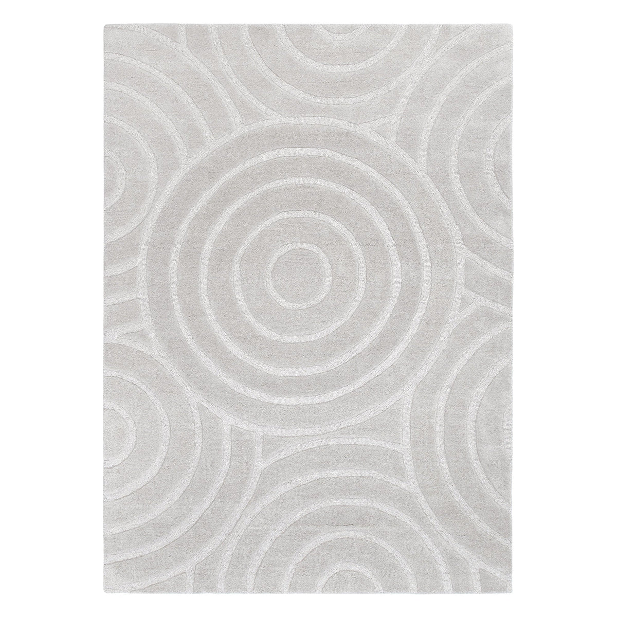 Frayla Ellipse Light Grey Wool Rug