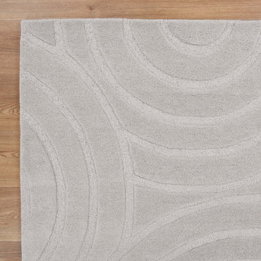 Frayla Ellipse Light Grey Wool Rug