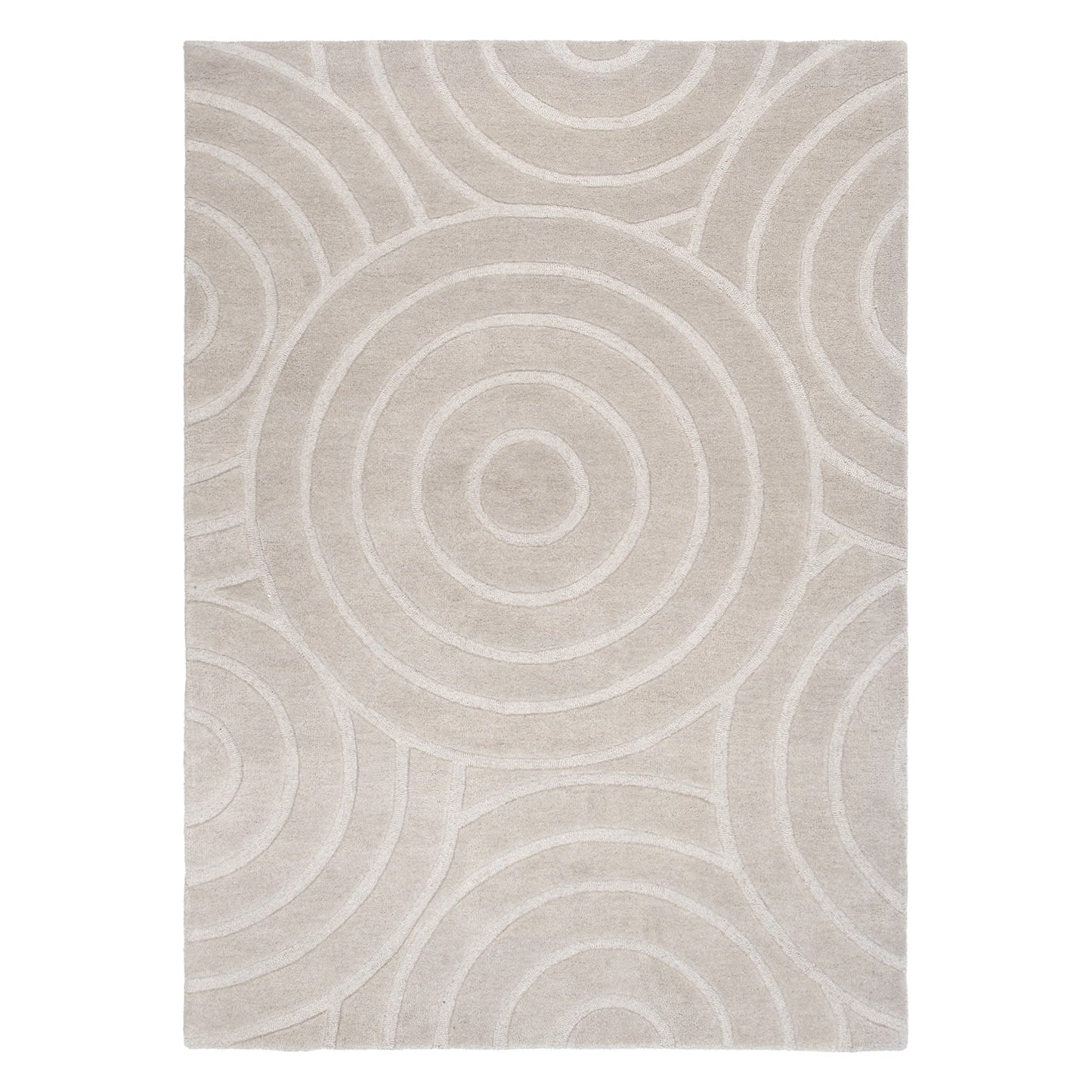 Frayla Ellipse Beige Wool Rug