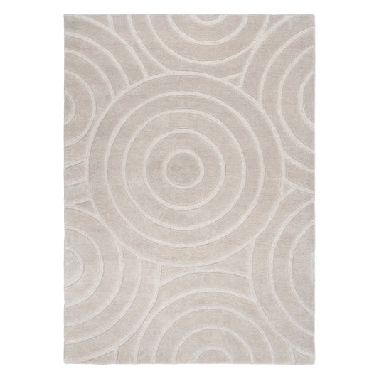 Frayla Ellipse Beige Wool Rug