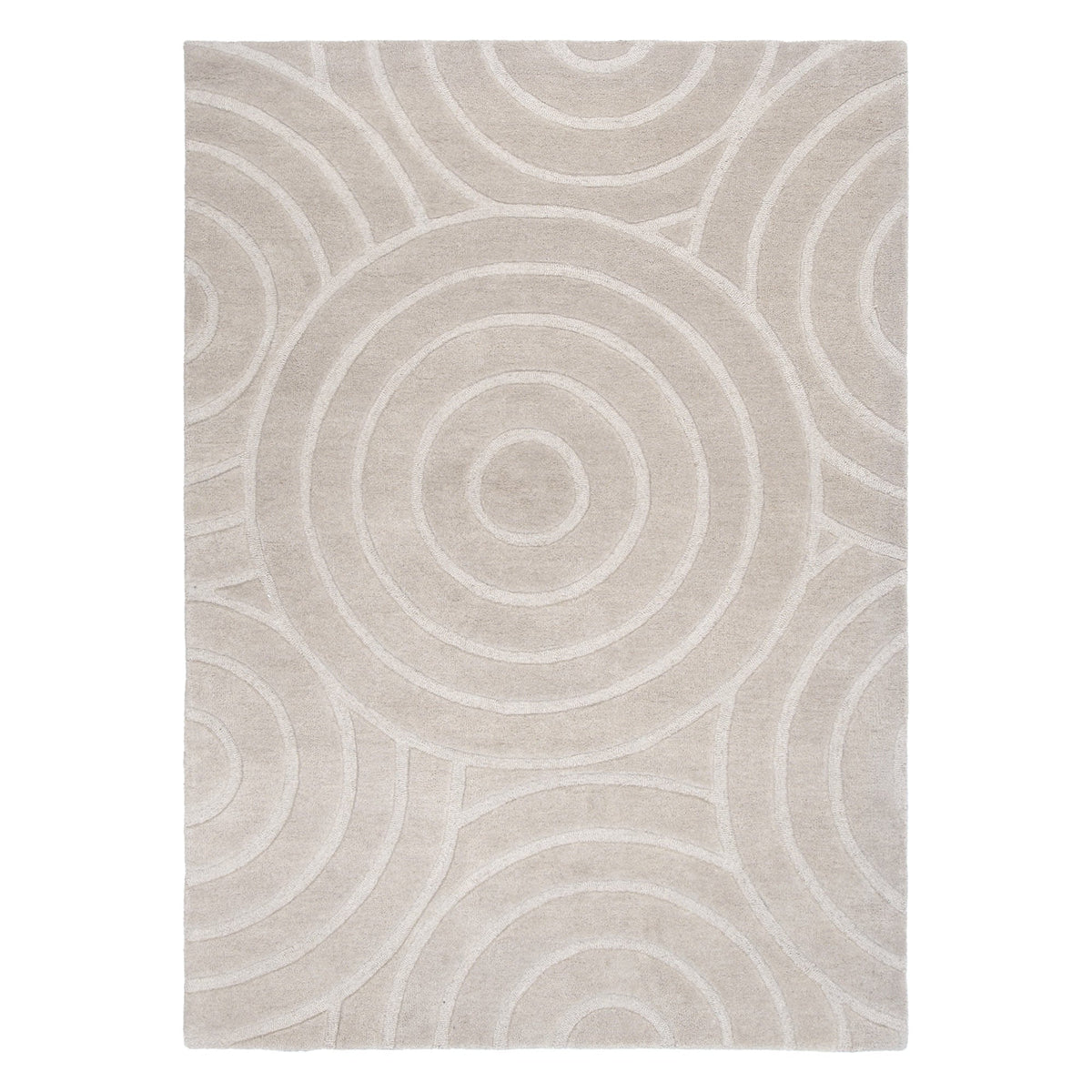 Frayla Ellipse Beige Wool Rug