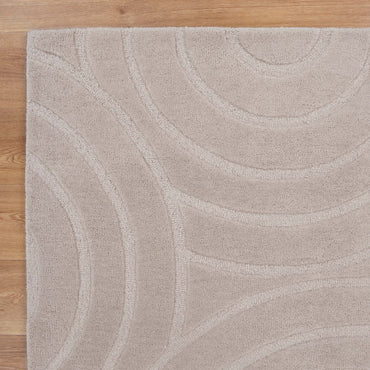 Frayla Ellipse Beige Wool Rug