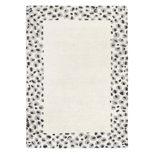 Frayla Leopard Cream Grey Wool Rug