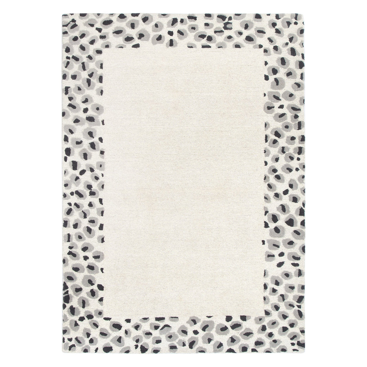 Frayla Leopard Cream Grey Wool Rug