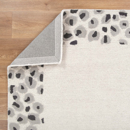 Frayla Leopard Cream Grey Wool Rug