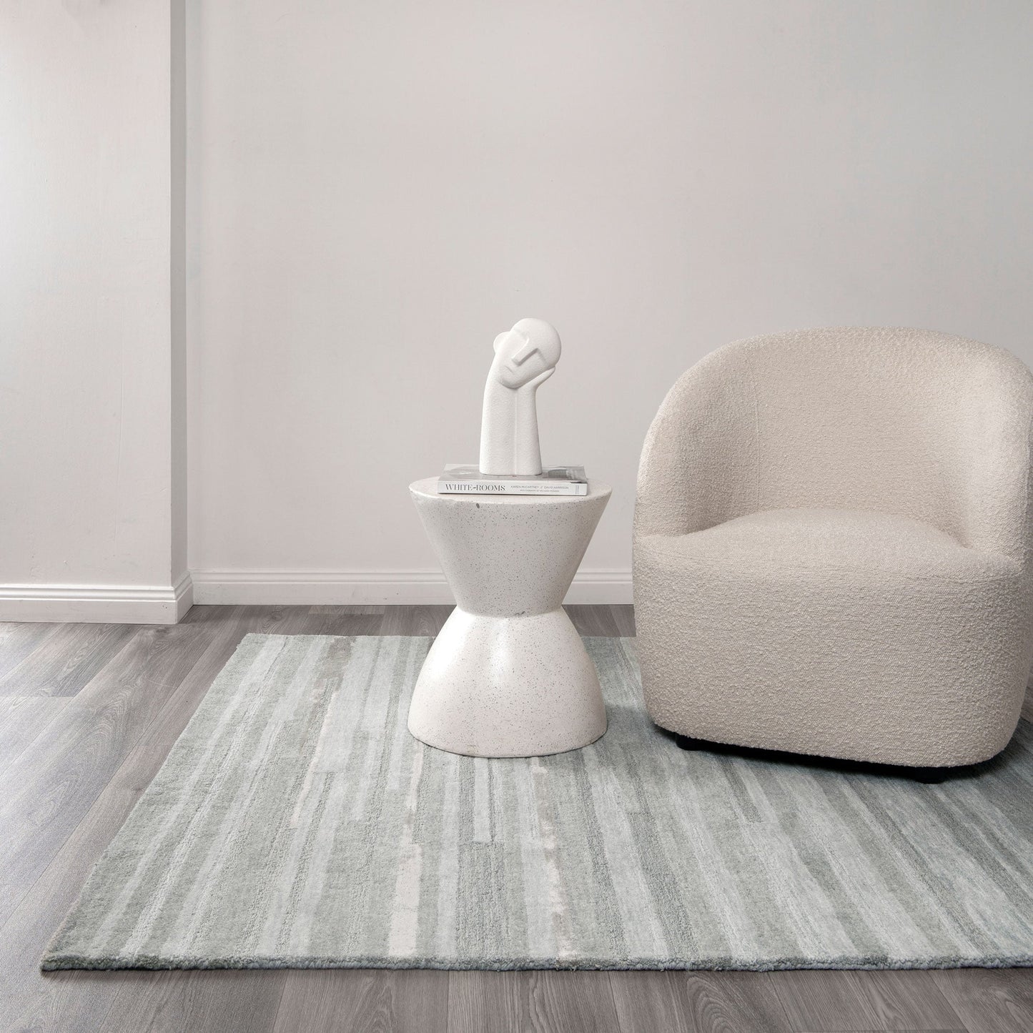Frayla Linear Light Ash Wool Rug