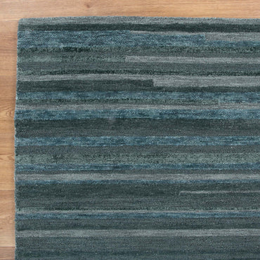 Frayla Linear Teal Wool Rug