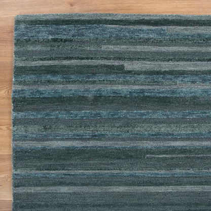 Frayla Linear Teal Wool Rug