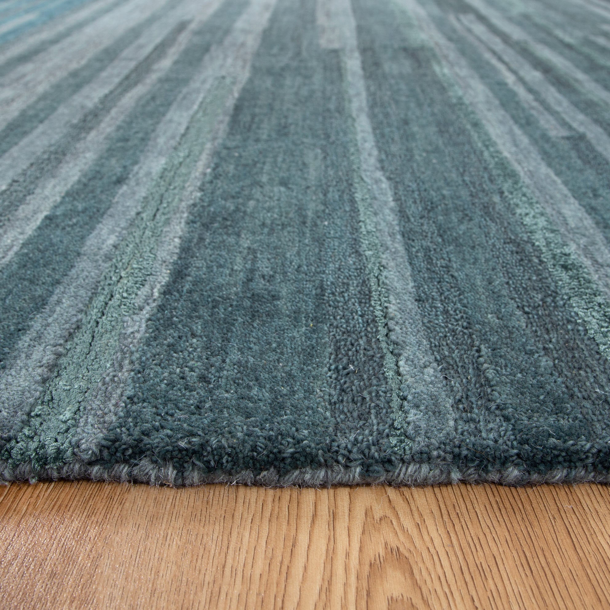 Frayla Linear Teal Wool Rug