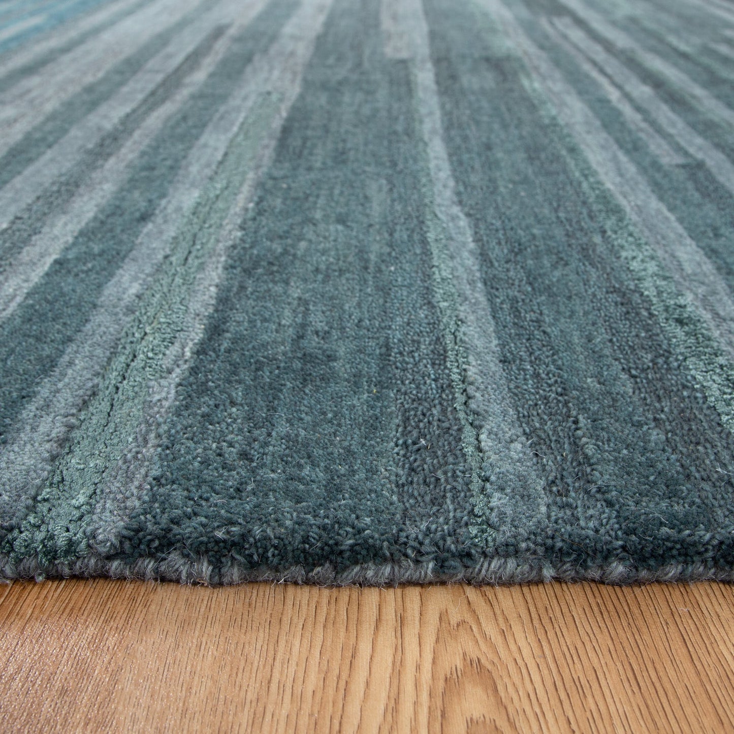 Frayla Linear Teal Wool Rug