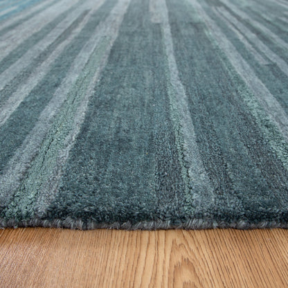 Frayla Linear Teal Wool Rug