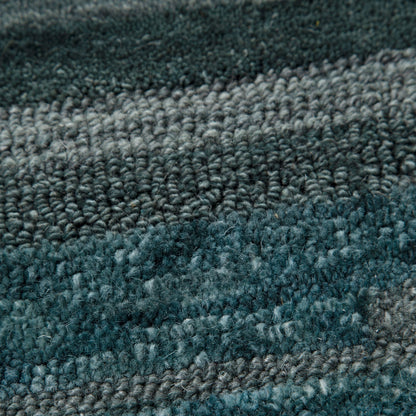 Frayla Linear Teal Wool Rug