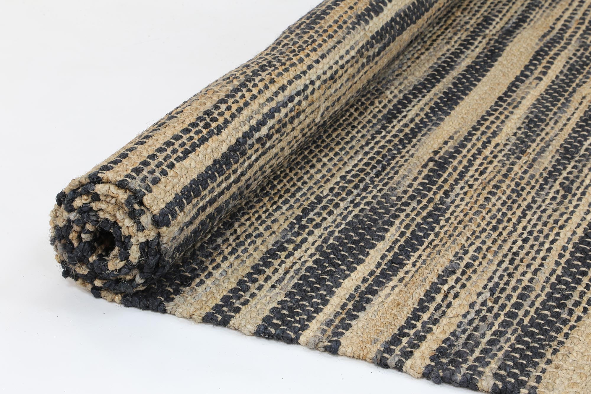 Earthen Grey Stipe Natural Jute Rug