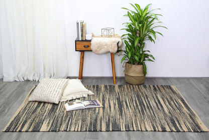 Earthen Grey Stipe Natural Jute Rug