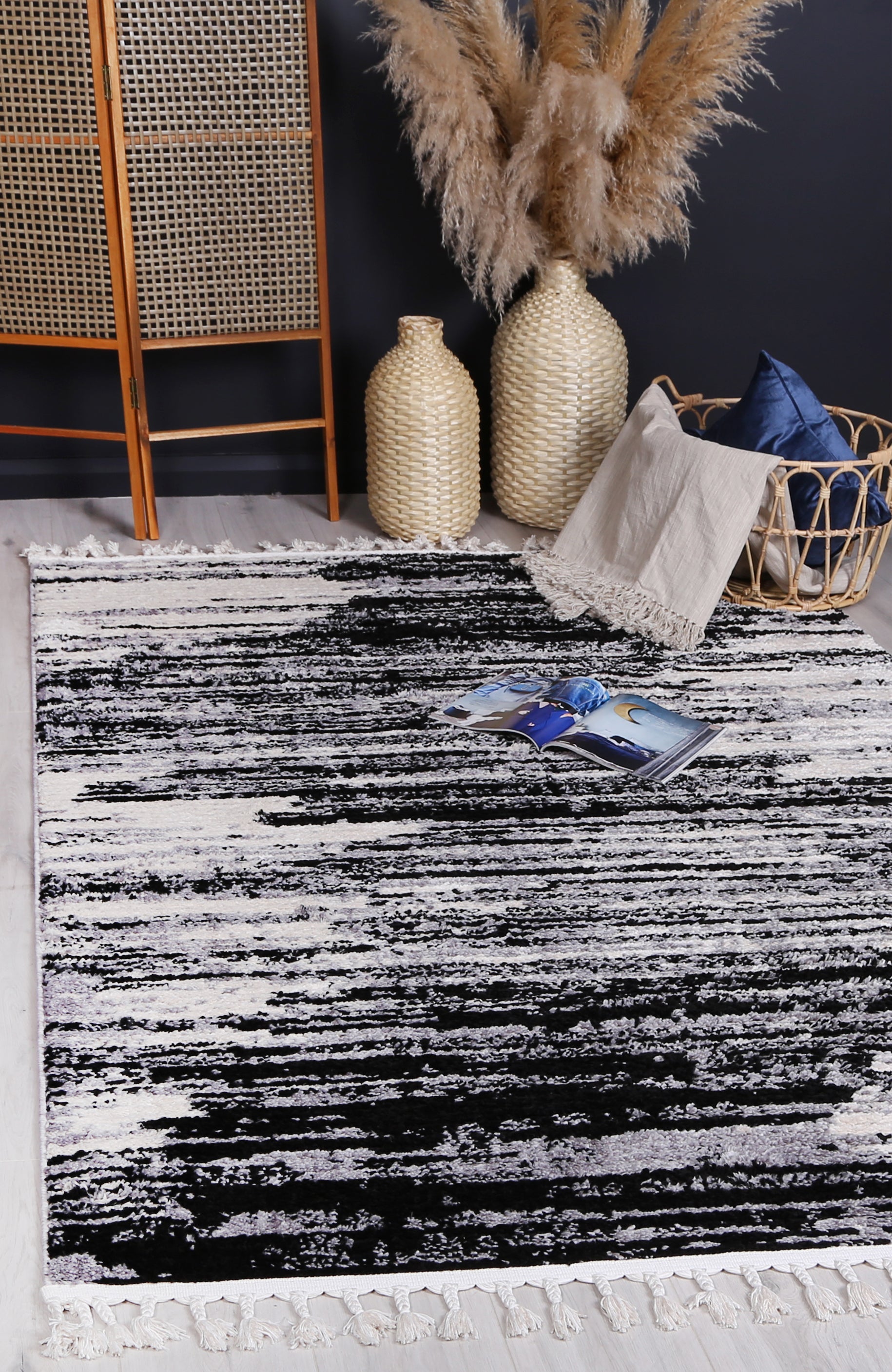 Quarry  Slate Acid Wash Grey Abstract Rug