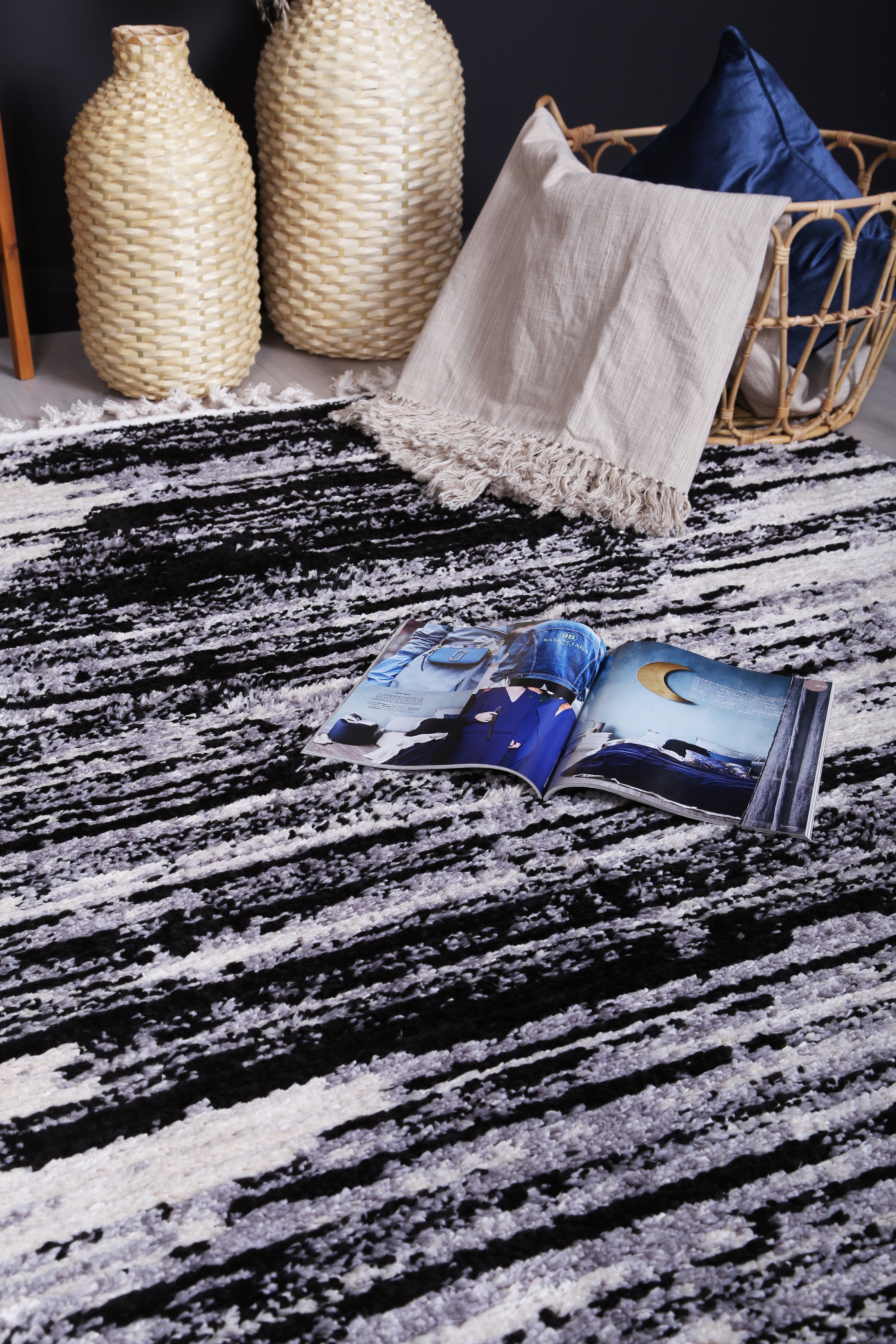 Quarry  Slate Acid Wash Grey Abstract Rug