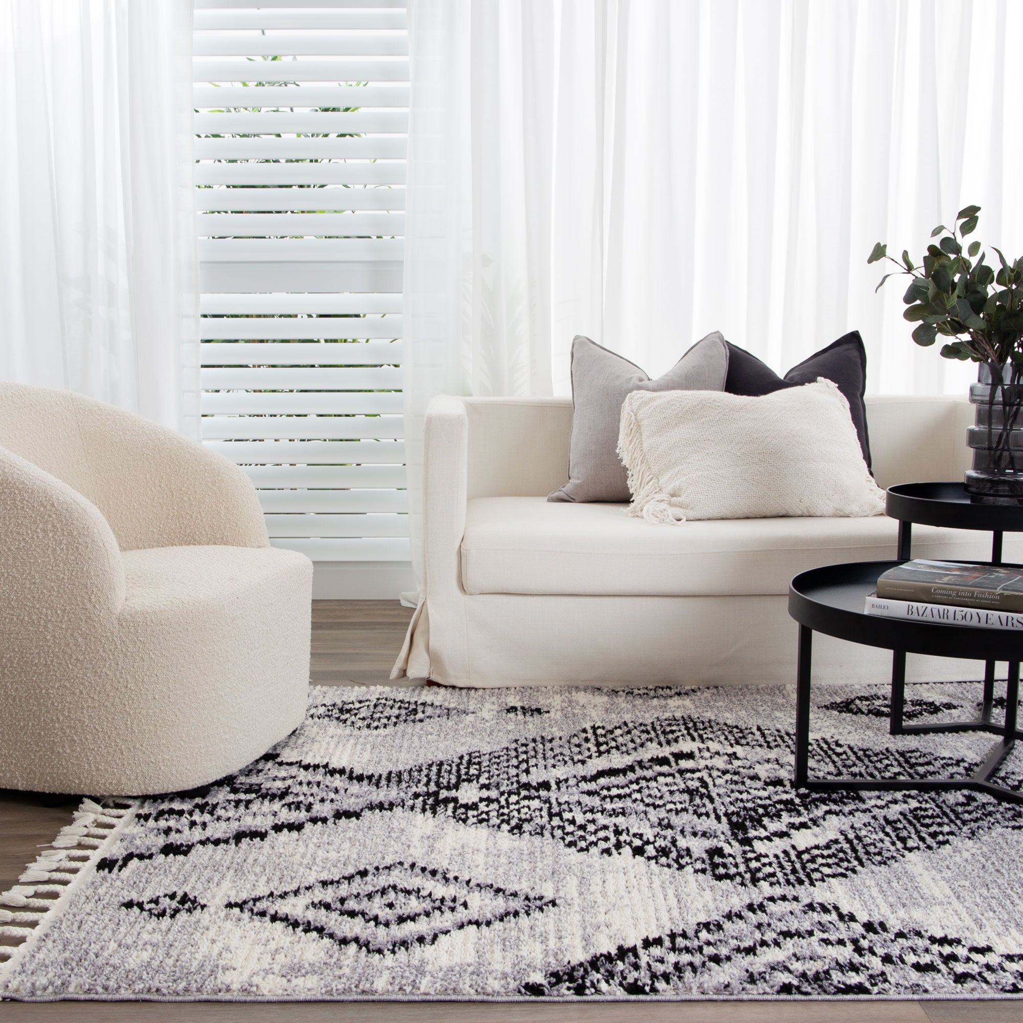 Quarry  Slate Aztec Grey Geometric Rug